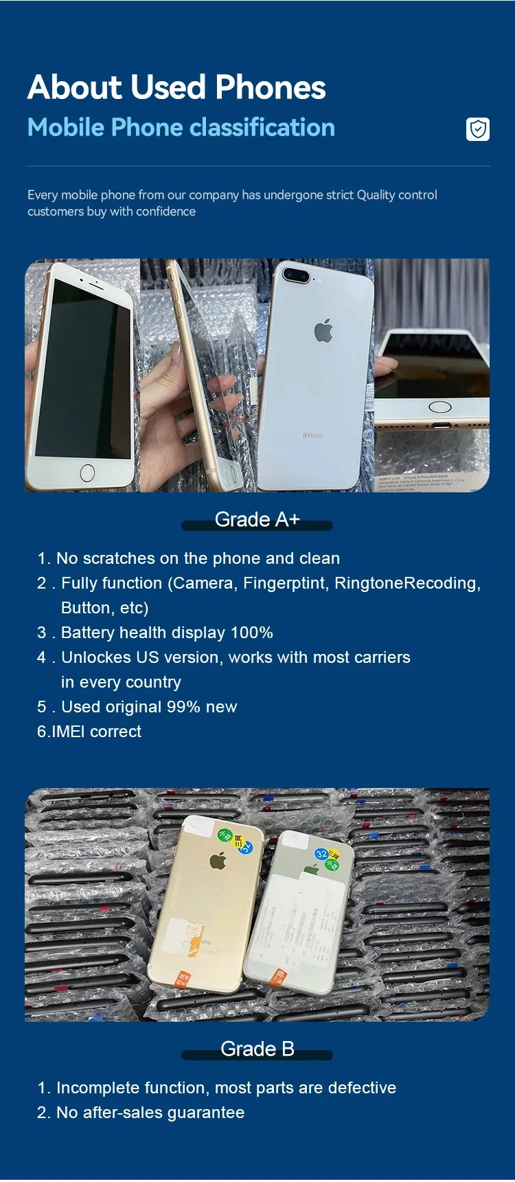 Factory a+ Quality Grade A8 2018 Refurbished Smartphone Second Hand Galaxy Mobile Phone