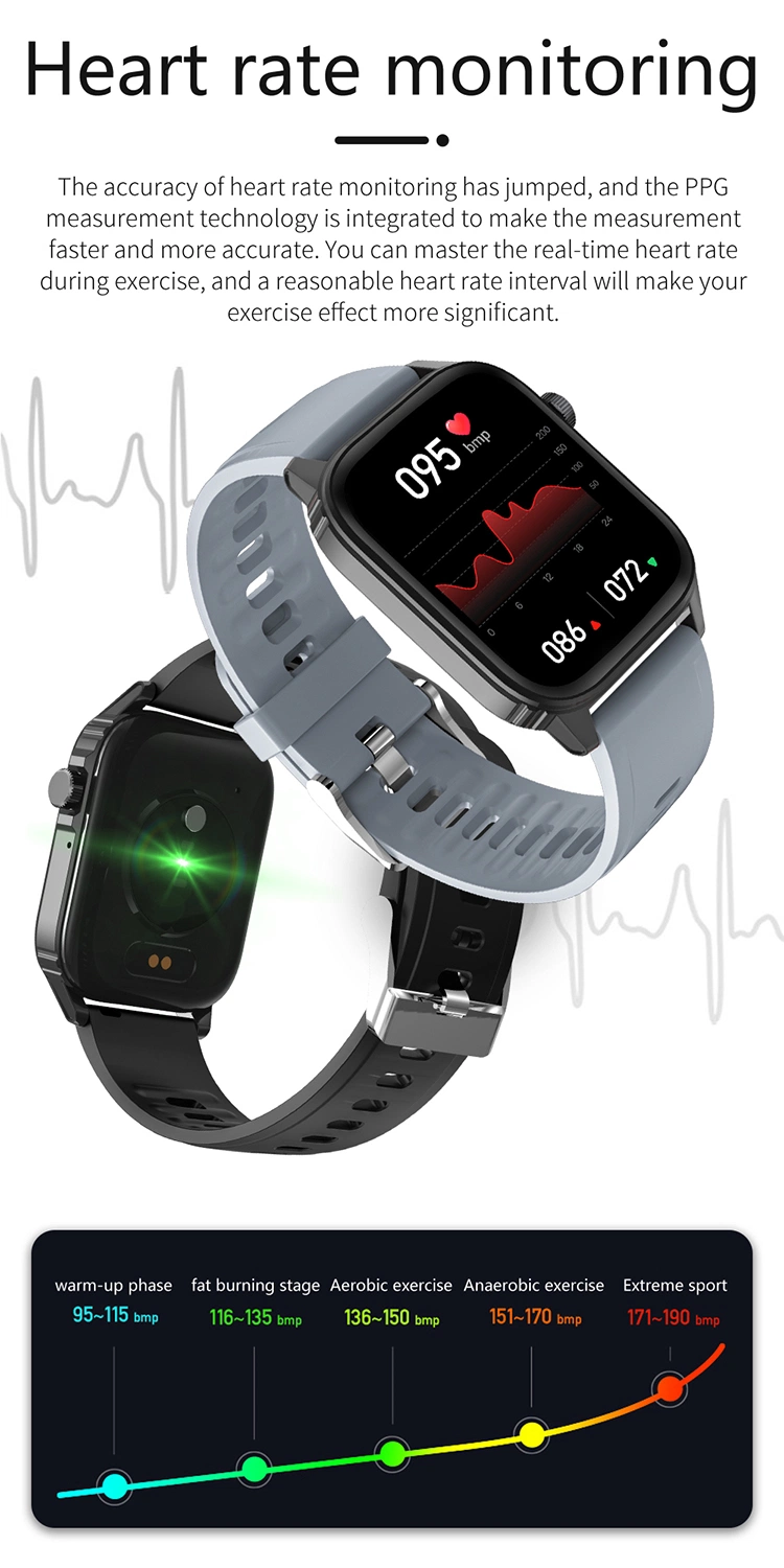 2022 A30 HD Large Square Screen Thin Heart Rate Blood Pressure 1.83 Inch Bt Call Sports Temperature Smartwatch